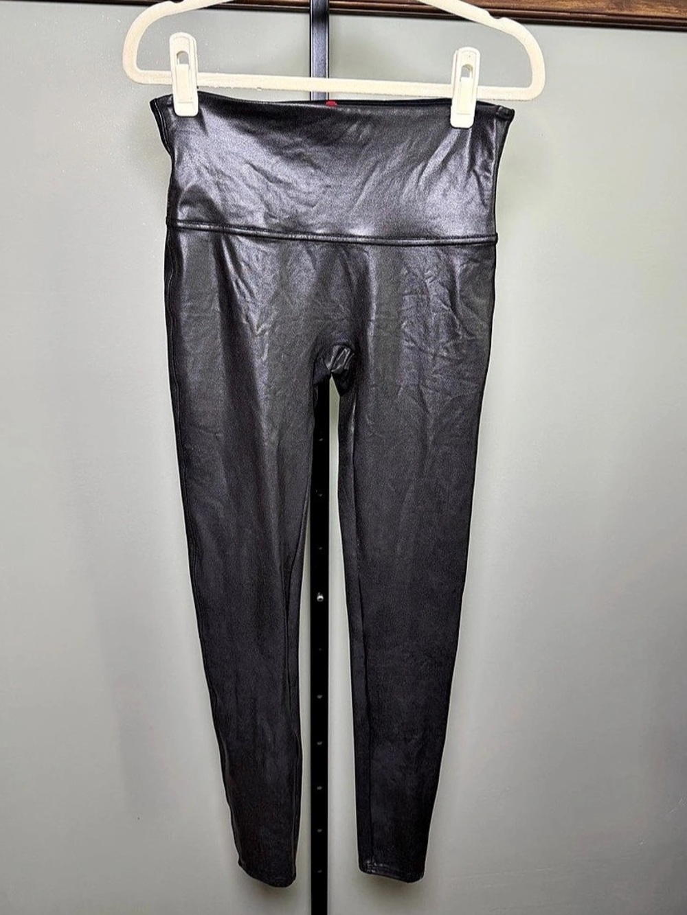 SPANX Faux Leather Leggings in Black Size Large